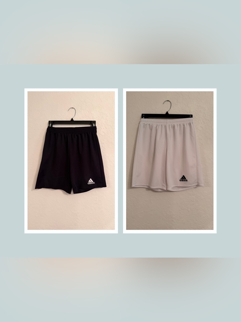 2 Adidas Boys Youth Large 13-14 Athletic Soccer Shorts Black White
